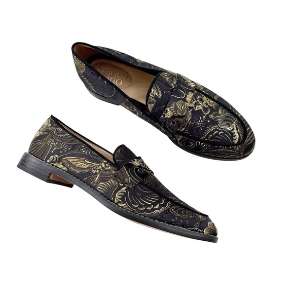 NWT Franco Sarto Floral Brocade Hudley Loafers Black Size 6 - Picture 1 of 13